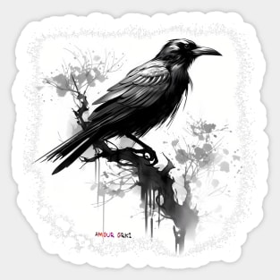 Wise Crow Dark Watercolor Sticker